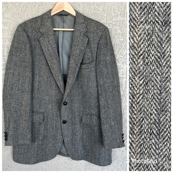 Harris Tweed‎ Vintage Stafford Wool Herringbone Sports Coat Blazer Jacket - Picture 1 of 12